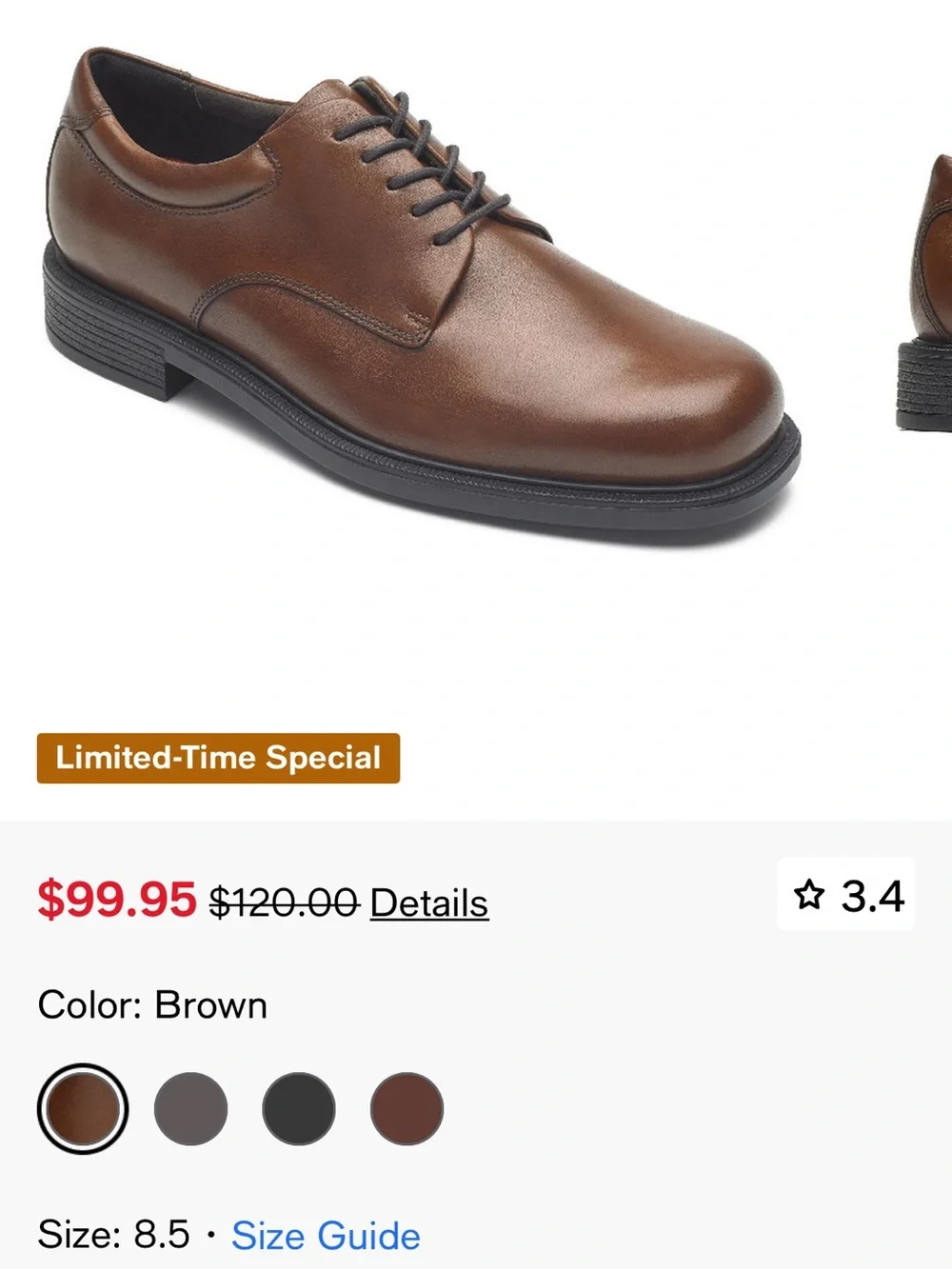 Rockport Brown Leather Lace-Up Derby Shoes. New, no tags no box.